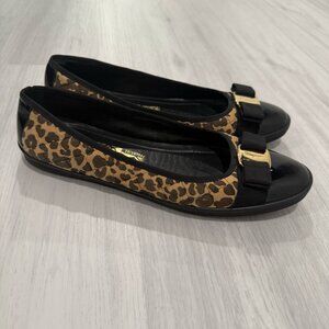 Salvatore Ferragamo Womens Leopard Ballet Flats US 9.5 Size